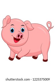 Cute pig cartoon isolated on white background