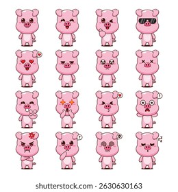 Cute Pig Cartoon Mascot Character Illustration