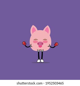 cute pig cartoon mascot vector