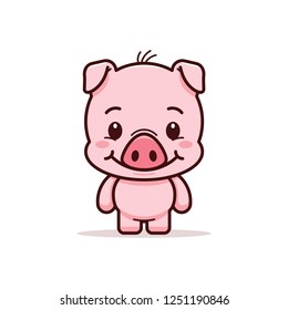 Cute pig cartoon. Piglet  character illustration