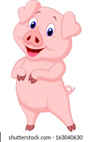 Cute pig cartoon posing