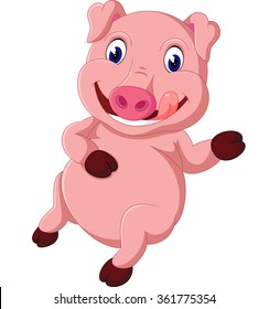 Cute pig cartoon posing