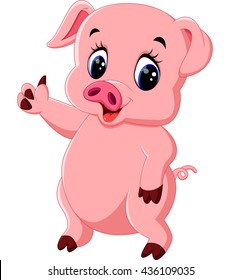 Cute pig cartoon posing