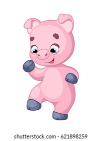 Cute pig cartoon posing