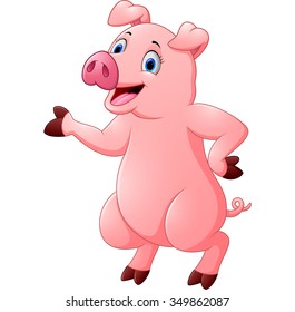 Cute pig cartoon presenting
