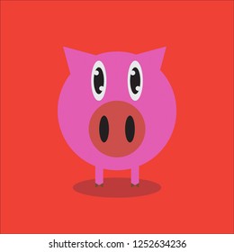 Cute pig cartoon. Simple vector design.