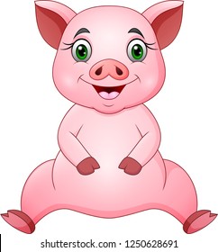 Cute pig cartoon sitting