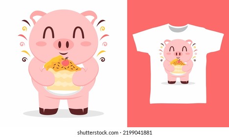 Cute pig cartoon tshirt art designs