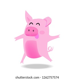 Cute pig cartoon vector.