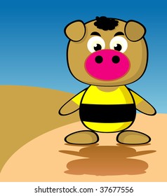 cute pig cartoon vector