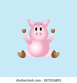 Ilustración de diseño de vectores de dibujos animados de cerdo