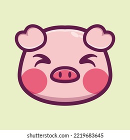 Cute Pig Cartoon Vector Icon Illustration. Flat Cartoon Style