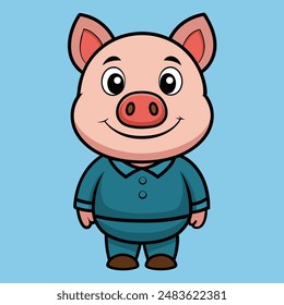 Cute Pig Cartoon Vector Icon Illustration.
