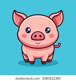 Cute Pig Cartoon Vector Icon Illustration.
