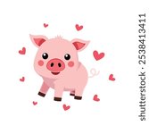 Cute pig cartoon vector illustration