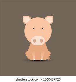 Cute pig cartoon, vector illustration