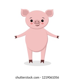 Cute pig cartoon vector illustration, cartoon pig vector