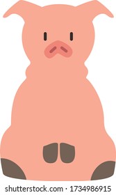 Cute Pig Cartoon, Vector illustration Pig on a white background. Drawing for children