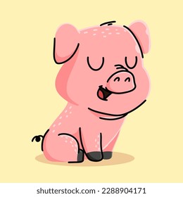 Cute Pig cartoon. vector cartoon illustration