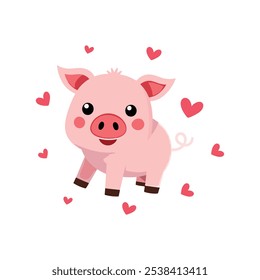 Cute pig cartoon vector illustration