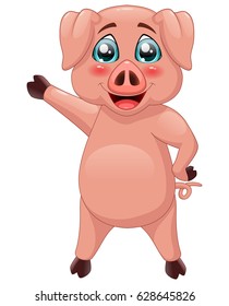 Cute pig cartoon. Vector illustration