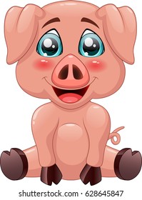 Cute pig cartoon. Vector illustration