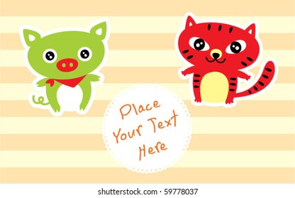 cute pig and cat