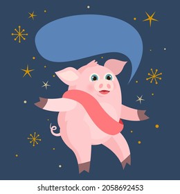 Cute pig celebrating new year, Chinese symbol