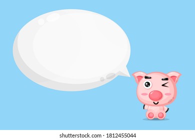 Cute pig character with bubble speech