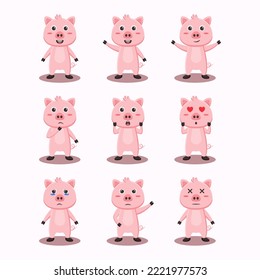 Cute Pig Character Bundle Premium