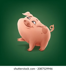 cute pig character for cartoon