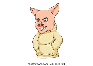 Cute Pig Character Design Illustration