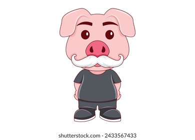 Cute Pig Character Design Illustration