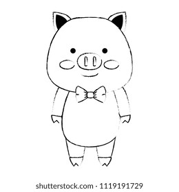 cute pig character icon