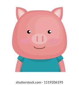 cute pig character icon