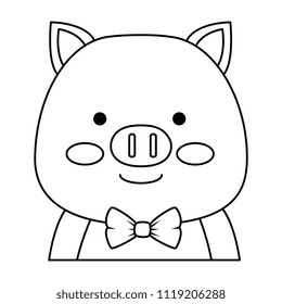 cute pig character icon