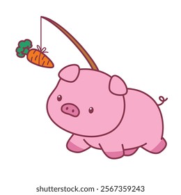 Cute Pig Character Illustration Cute Adorable