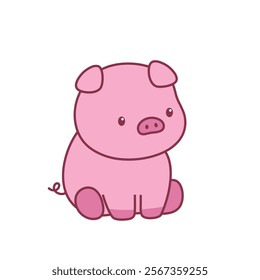 Cute Pig Character Illustration Cute Adorable