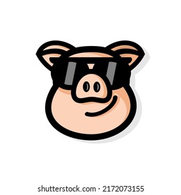 cute pig character illustration vector