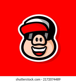 cute pig character illustration vector