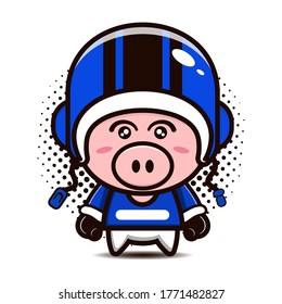 cute pig character with racer costume