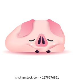 Cute pig character sleeping. 2019 Chinese New Year.