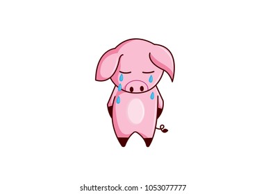 Cute pig Character. Vector Illustration. Isolated on white background. 