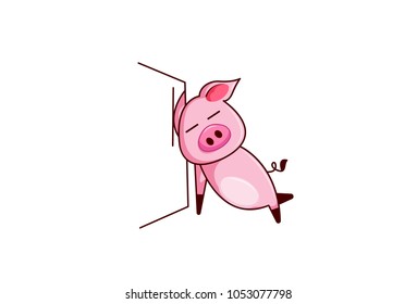 Cute pig Character. Vector Illustration. Isolated on white background. 