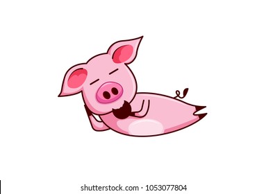 Cute pig Character. Vector Illustration. Isolated on white background. 