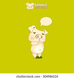 cute pig chat box character