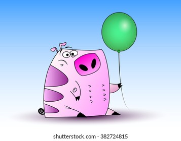 Cute pig. Cheerful pig. Funny pig vector.