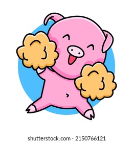 Cute pig cheerleader cartoon design