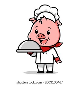 cute pig chef  vector design