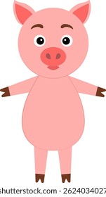 Cute pig children's illustration for design